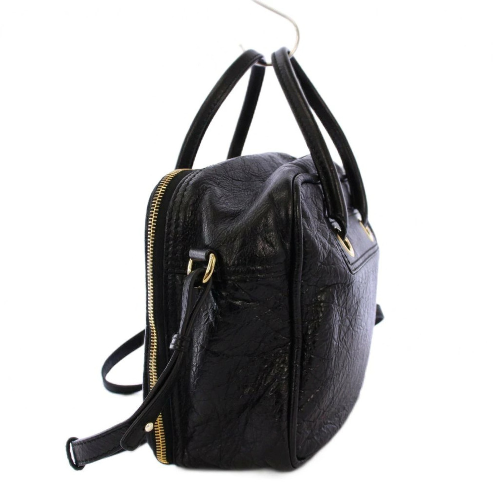 Balenciaga Blanket Square Handbag Shoulder Bag Leather Black